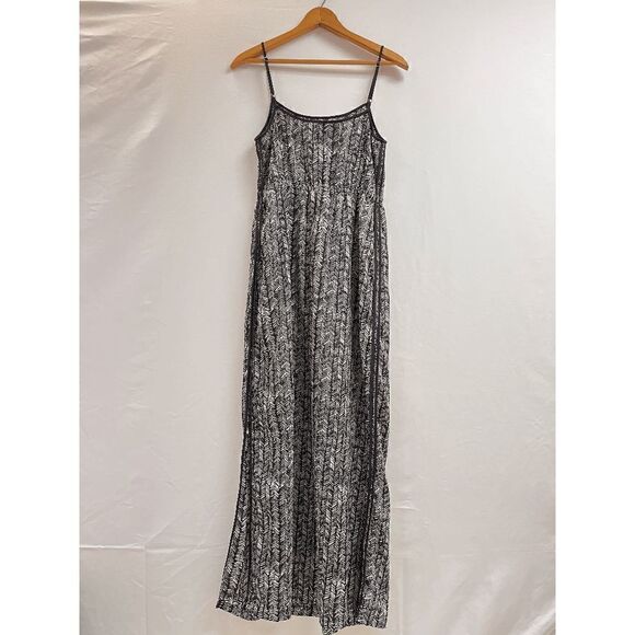 Loft Womens Lined Sleeveless Spaghetti Midi Dress Size S Black Aztec Pattern 100 - Picture 4 of 12